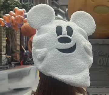 미키마우스 플리스 캡 화이트