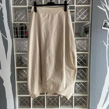 모유르 벌룬 베이지 롱 스커트 코튼 혼합