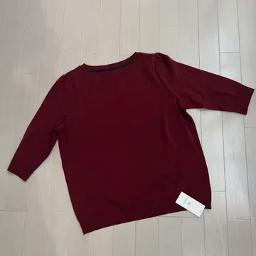 미사용 택 포함 AMACA 버건디 크루넥 반소매