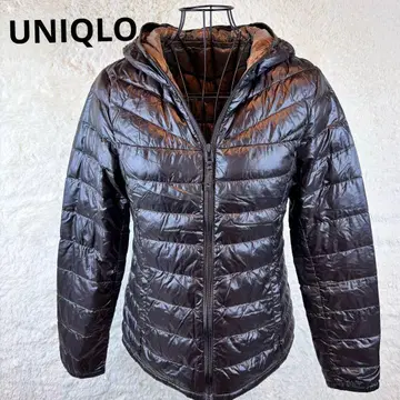 UNIQLO 울트라 라이트 M 짙은 갈색 다운 자켓 후드 부착