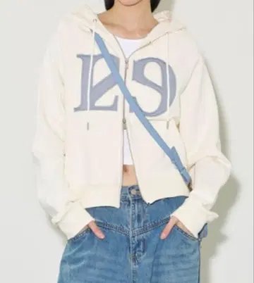 ILLIGO 로고 패치 집업 후드티 크림색