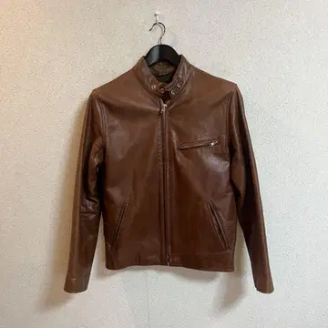 Freedom 천연 가죽 브라운 가죽 자켓