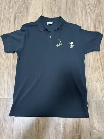 LACOSTE 스누피 자수 블랙 피케 셔츠 사이즈 3