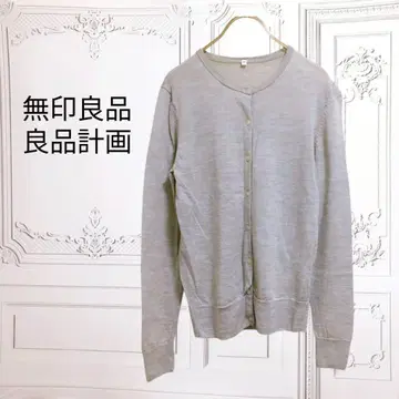 [ 무인양품 ] 크루넥 긴팔 가디건 [ S ] 그레이 울/실크