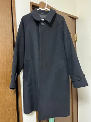네이비 체스터 코트 울 혼방