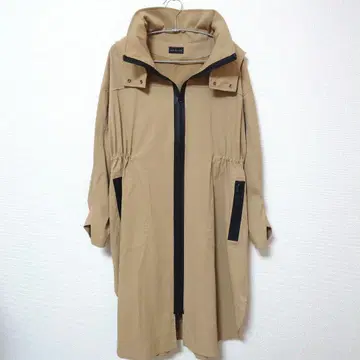 쿨 카레안 후드 부착 베이지 롱 코트 size 0