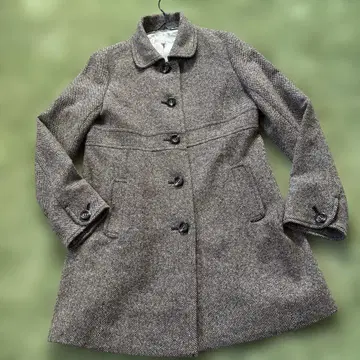 울 브라운 계열 피 코트