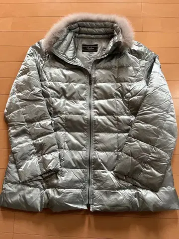 Leilian 실버 후드 부착 다운 자켓
