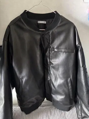 RECOVER 레더 봄버 자켓 블랙