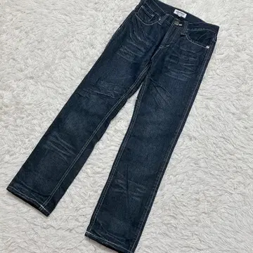 [ 2173 ] LOW BOX 로우 박스 귀히게 주름 가공 데님 청바지