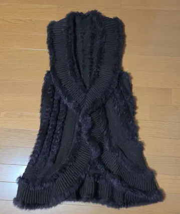 GNA 다크 브라운 퍼 롱 가디건