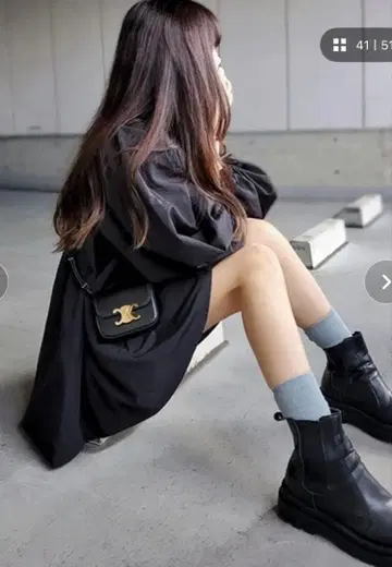 AMERY 볼륨 슬리브 텐트 블루종