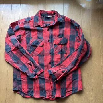 FIVE BROTHER 빨간색 블랙 체크 플란넬 셔츠 16-L