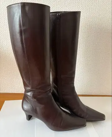 cocktail 사이드 지퍼 롱 부츠 가죽 21.5cm 다크 브라운