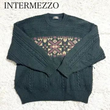 [ INTERMEZZO ] 니트 스웨터 빈티지 올 패턴 그린 [ 2L ]