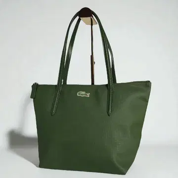 고품질 라코스테 토트백 PVC 가죽 사슴 무늬 숄더 와펜 그린