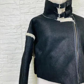 EVRIS 합성 피혁 더블 버클 자켓 F 사이즈