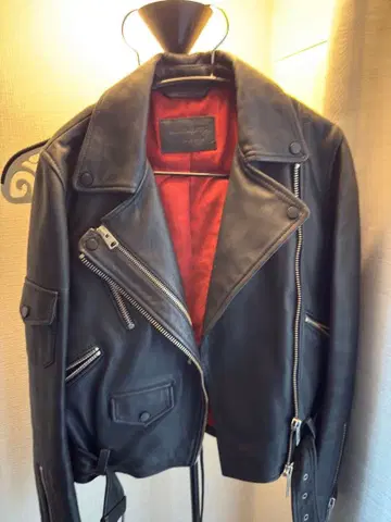 ALLSAINTS 천연 가죽 블랙 레더 라이더 자켓