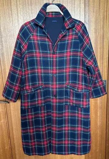 ichi 타탄 체크 패턴 롱 코트