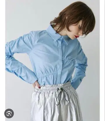 아지메 셔링 셔츠 스카이블루 블루
