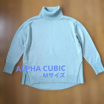 ALPHA CUBIC 터틀넥 스웨터 M 사이즈 블루 그레이