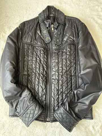 돌체앤가바나 가죽 나일론 절개 라이더 자켓