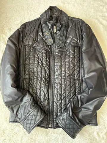 돌체앤가바나 가죽 나일론 절개 라이더 자켓