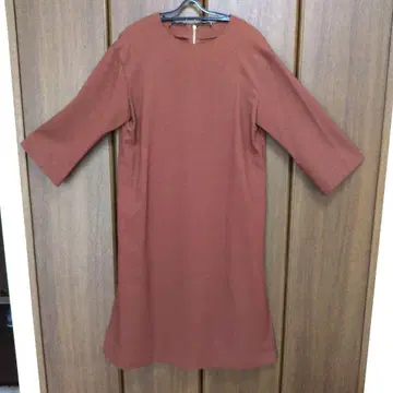 브라운 원피스 7부 소매