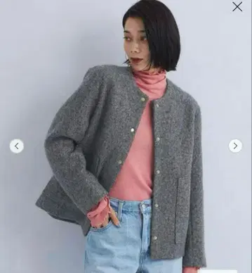 라이트 보아 메탈 도트 가디건 다크 그레이