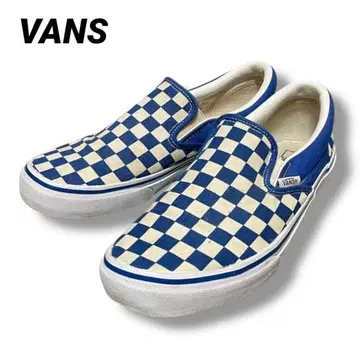 VANS 반스 슬립온 V98CL 체크 무늬 깃발 블루 26cm