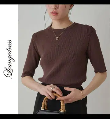 새상품 Loungedress 리브 하프 슬리브 니트 라운지 드레스 브라운
