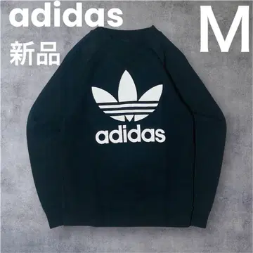 [ 미사용품 ] adidas 트레포일 로고 래글런 맨투맨 블랙 노움코어