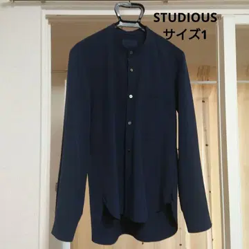 STUDIOUS 밴드 카라 셔츠 사이즈 1 네이비