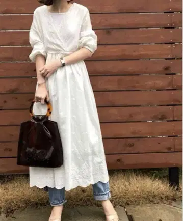 SLOBE IENA 자수 레이스 V넥 원피스 슬로브 이에나