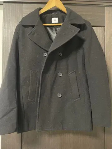 울 피 코트 블랙