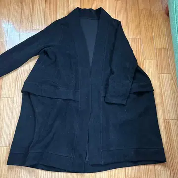 블랙 스웨이드풍 롱 코트