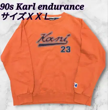 90s Karl endurance 맨투맨 자수 로고 오렌지 XXL