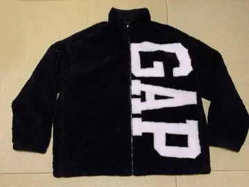 GAP 갭 플리스 자켓 보아 블랙 화이트 빅 로고 XL