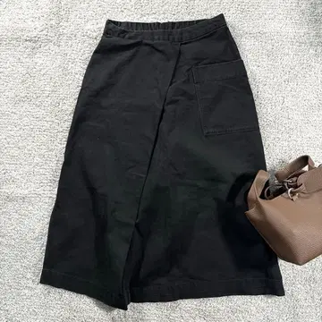 무인양품 데님 스커트 스트레치 빅 포켓 내추럴 면 혼방 블랙 M