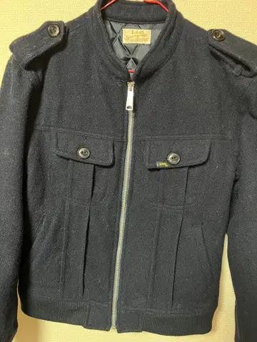 리 숏 피코트 울 혼방 네이비 자켓