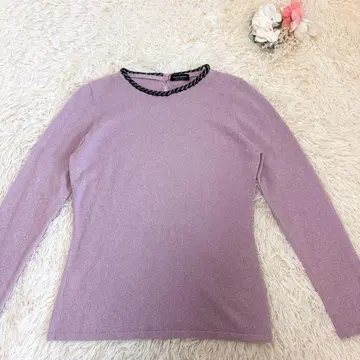 핑크 U넥 스웨터 캐시미어 100% 라메 M 이탈리아제