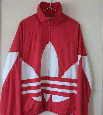 adidas 빨간색 3 스트라이프 나일론 자켓 M 여성용
