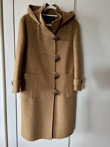 컨디션 최상! 울, 캐시미어 후드 부착 베이지 더플 코트