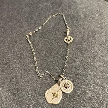 SAAD 실버 나침반 펜던트 목걸이