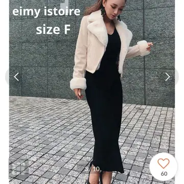 [ eimy istoire ] 양 V 리브 니트 원피스 블랙