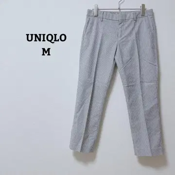 유니클로 팬츠 슬랙스 스트라이프 스트레치 면 혼방 오피카지 M