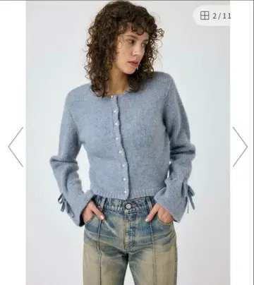 MOUSSY 라이트 블루 니트 스웨터