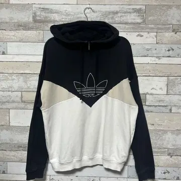 adidas 집업 후드티 블랙/화이트/베이지