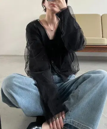 새상품 capricieuxle'mage 튤 레이어드 가디건