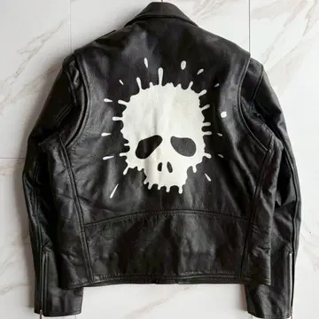 새상품급 Axel 엑셀 스컬 더블 라이더 가죽 자켓 XL
